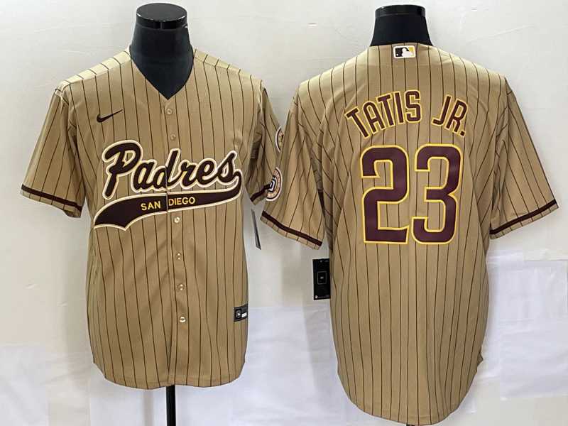 Men's San Diego Padres #23 Fernando Tatis Jr Tan NEW 2023 Cool Base Stitched Jerseys,We sell and wholesale Men's San Diego Padres #23 Fernando Tatis Jr Tan NEW 2023 Cool Base Stitched Jerseys on line form chian!